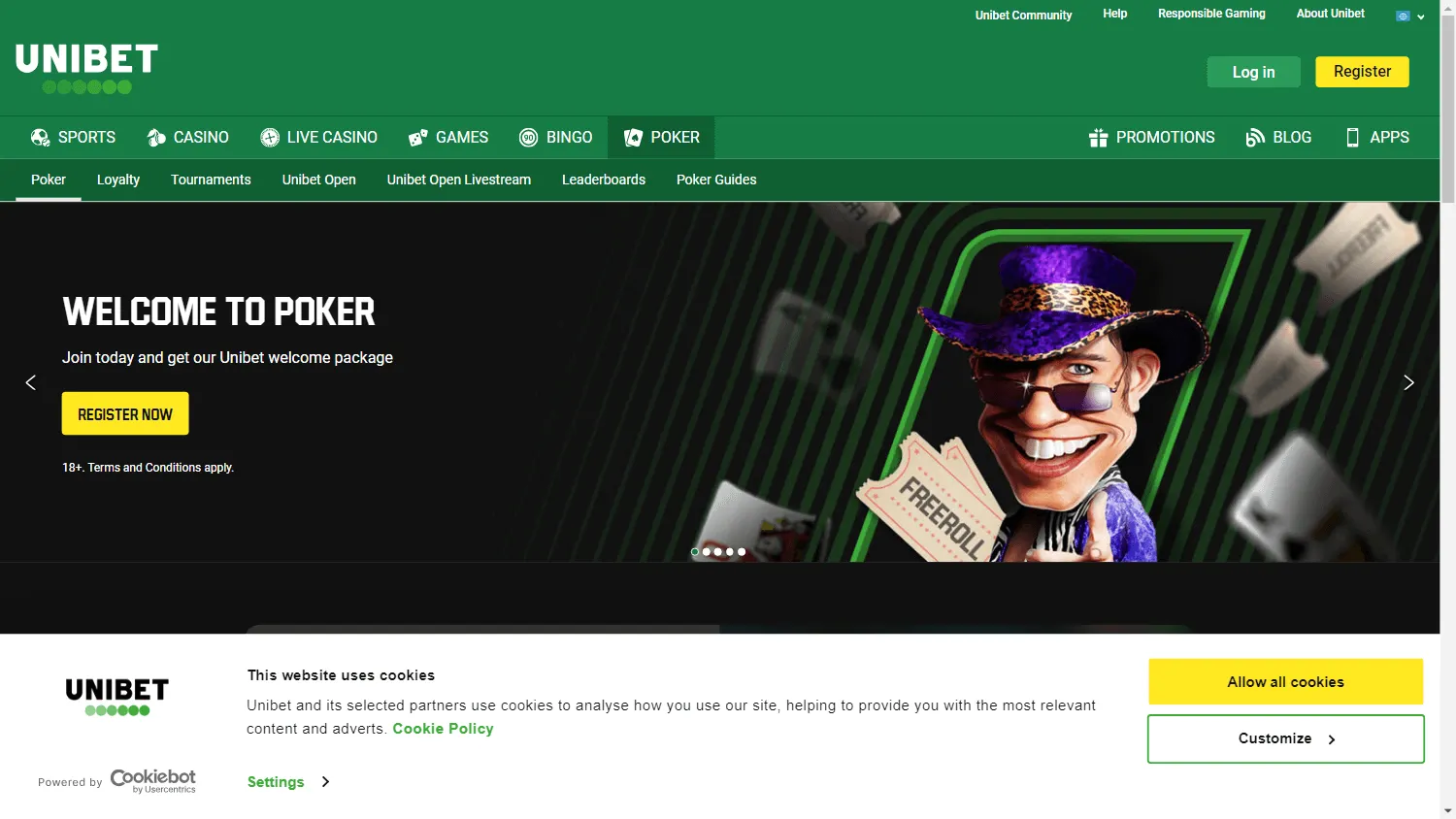 Unibet Casino desktop games interface